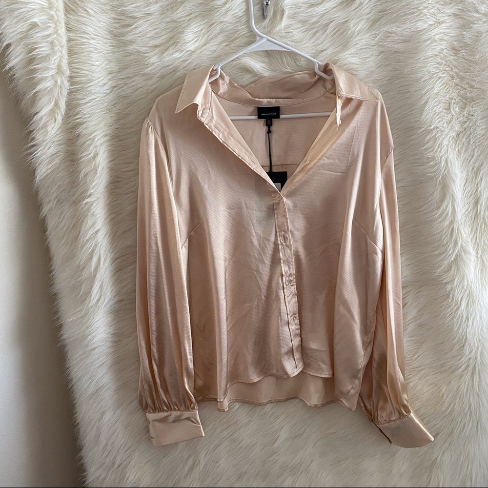 Who What Wear Blush Blouse